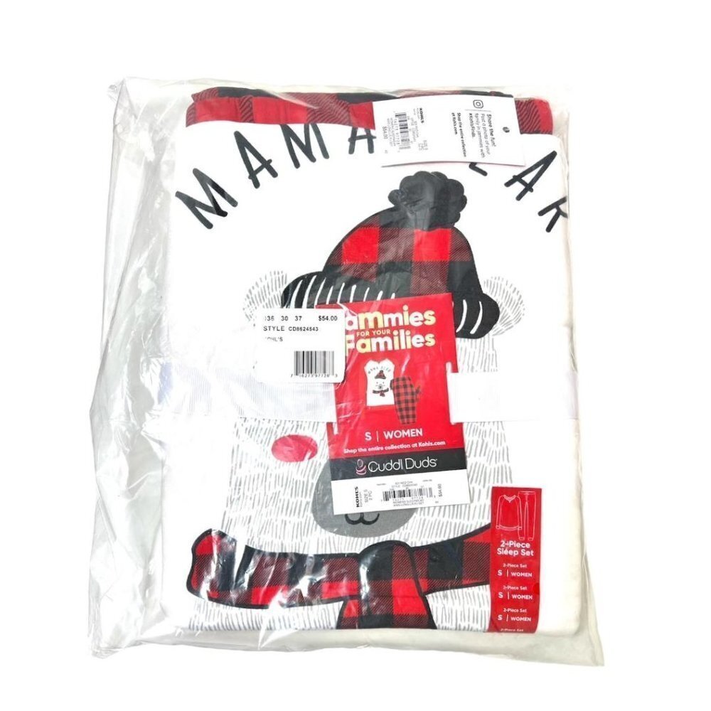 Cuddl Duds Womens Red Black Plaid Jammies Polar Bears Pajamas 2 Pc Set Sz S New - Picture 3 of 7